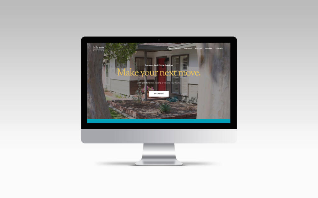 Real estate broker agency website with the photo of a home and the text "Make your next move".